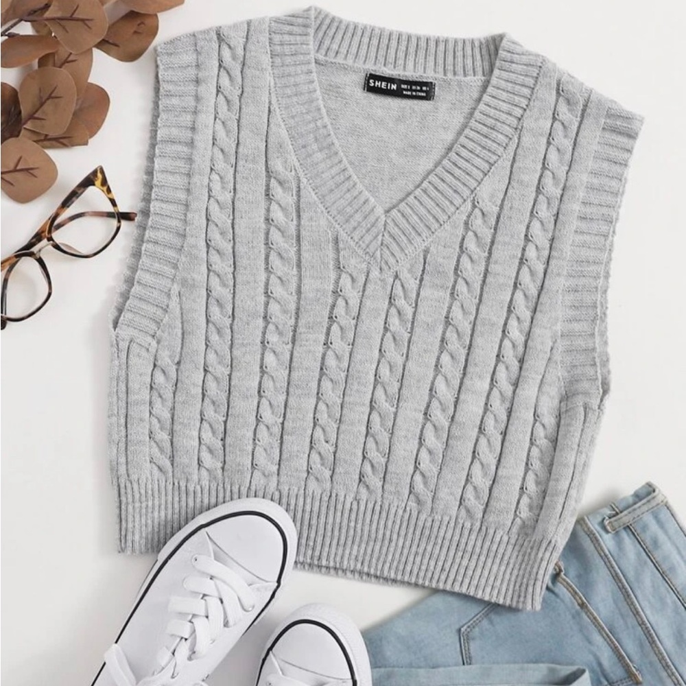 Cropped cable knit sweater. Never worn!